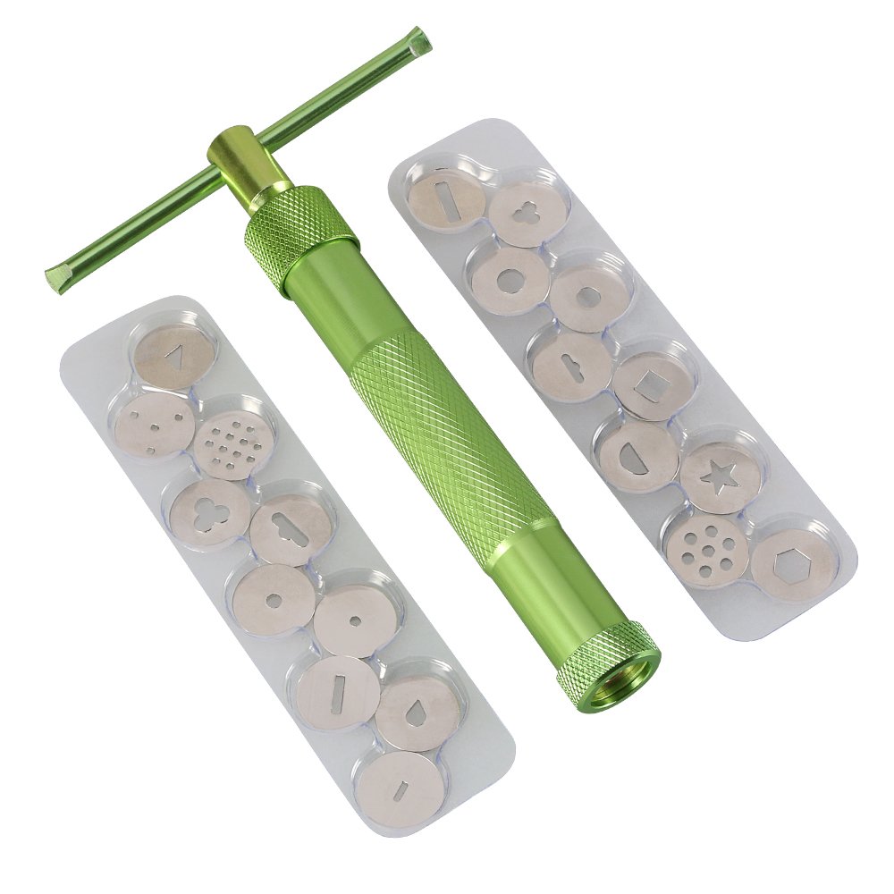 Vicloon Clay Extruder, Stainless Steel Sugar Paste Extruder Cutter Decorating Tool with 20 Tips for Fondant,Cake and Clay