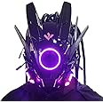 KYEDAY Punk Mask Cosplay for Men, Round Light with Braids Mask Cosplay Halloween Fit Party Music Festival Accessories