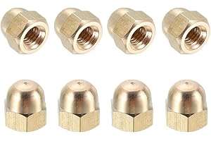 MECCANIXITY Acorn Hex Cap Nuts, M6x1mm Brass Dome Head Hex Decorative Cap Nuts for Screws Bolts Industrial Mechanical Electrical Equipment Repair Hardware(Gold Tone, Pack of 8)