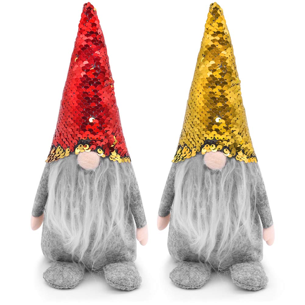 FuturePlusX Swedish Santa Gnome Plush, 1PCS Double Sequins Scandinavian Tomte Santa Scandinavian Gnome Plush for Christmas Santa Decoration Table Decor
