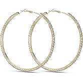 80mm Large Rhinestone Hoop Earrings for Women Sparkly Rhinestones Big Hoops Earring Gold Crystal Hoop Earrings Bling Dangle Drop Hoops Earring for Women Wedding Jewelry Party Favor
