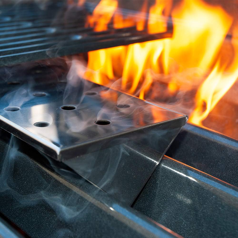 Charcoal Companion Stainless Steel V-Shape Smoker Box For Gas Grill Wood Chips (Long) - CC4066: Garden & Outdoor