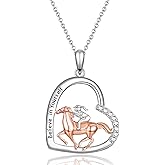 KOORASY Silver Horse Necklace for Girls Women | Silver Horse Necklace Gifts for Teen Girls, Engraved Believe In Yourself Spirit Riding Horse Free Jewelry Gifts for Birthday Christmas Gifts for Girls