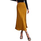 BTFBM 2026 Womens Spring Summer Long Satin Skirt Silk Elegant High Waist Cocktail Party Wedding Flowy A-Line Midi Skirts