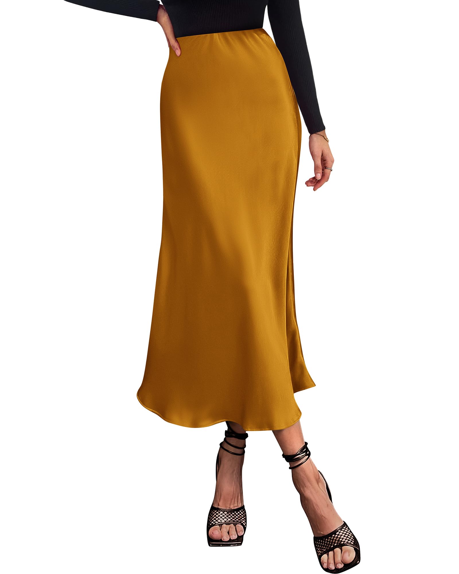 BTFBM 2025 Womens Summer Fall Long Satin Skirt Silk