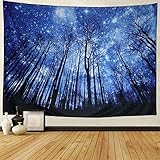 Prabahdak Dupetoner Trees Tapestry Wall Hanging Psychedelic Starry Night Forest Tapestry Fantastic Galaxy Landscape Tapestry Hippie Bohemian Wall Tapestry for Dorm Living Room Bedroom