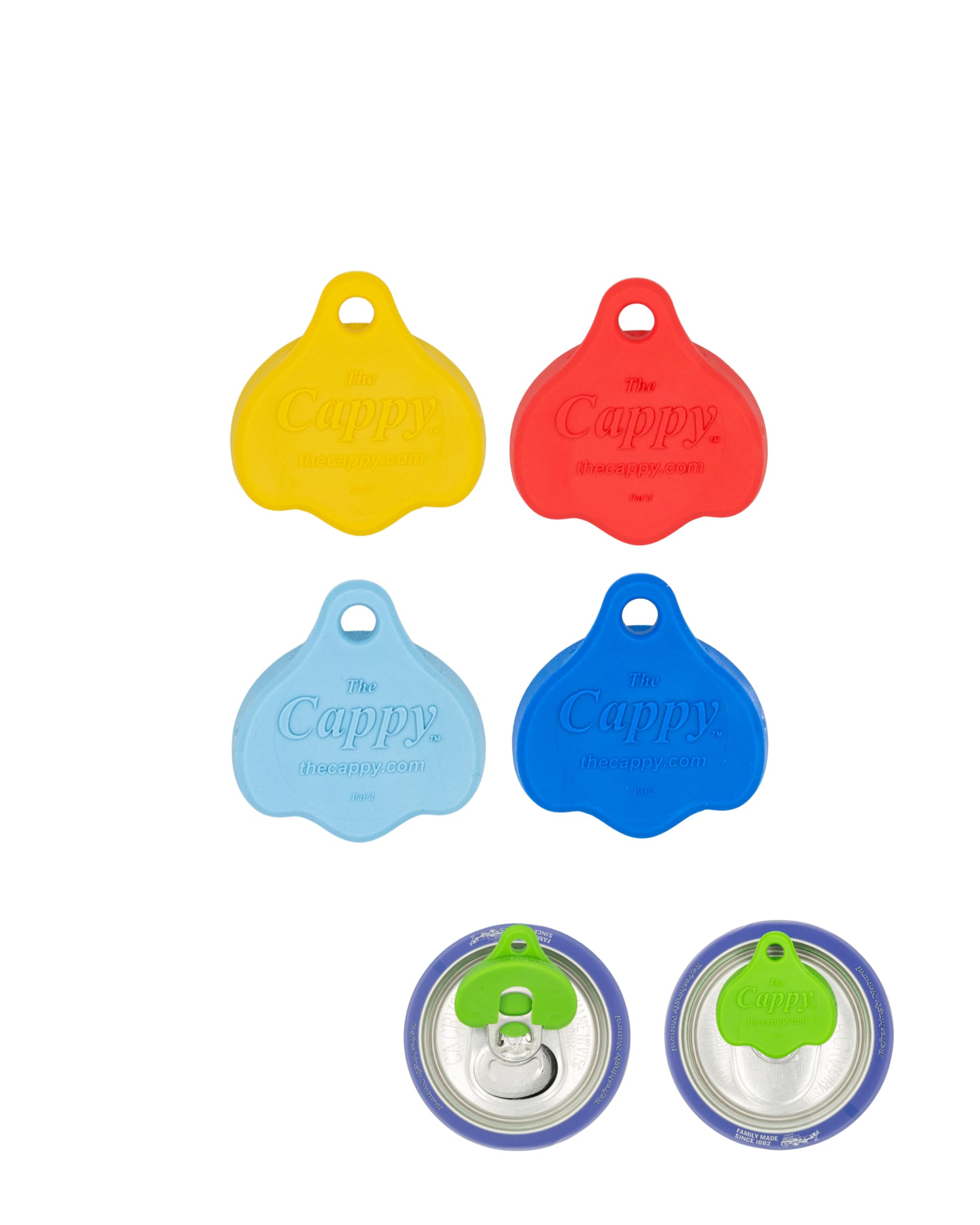 The Cappy – Reusable Beverage Can Opener & Closer (4-Pack) – Fits All Standard Cans – Assorted Color Combos (Colors May Vary)