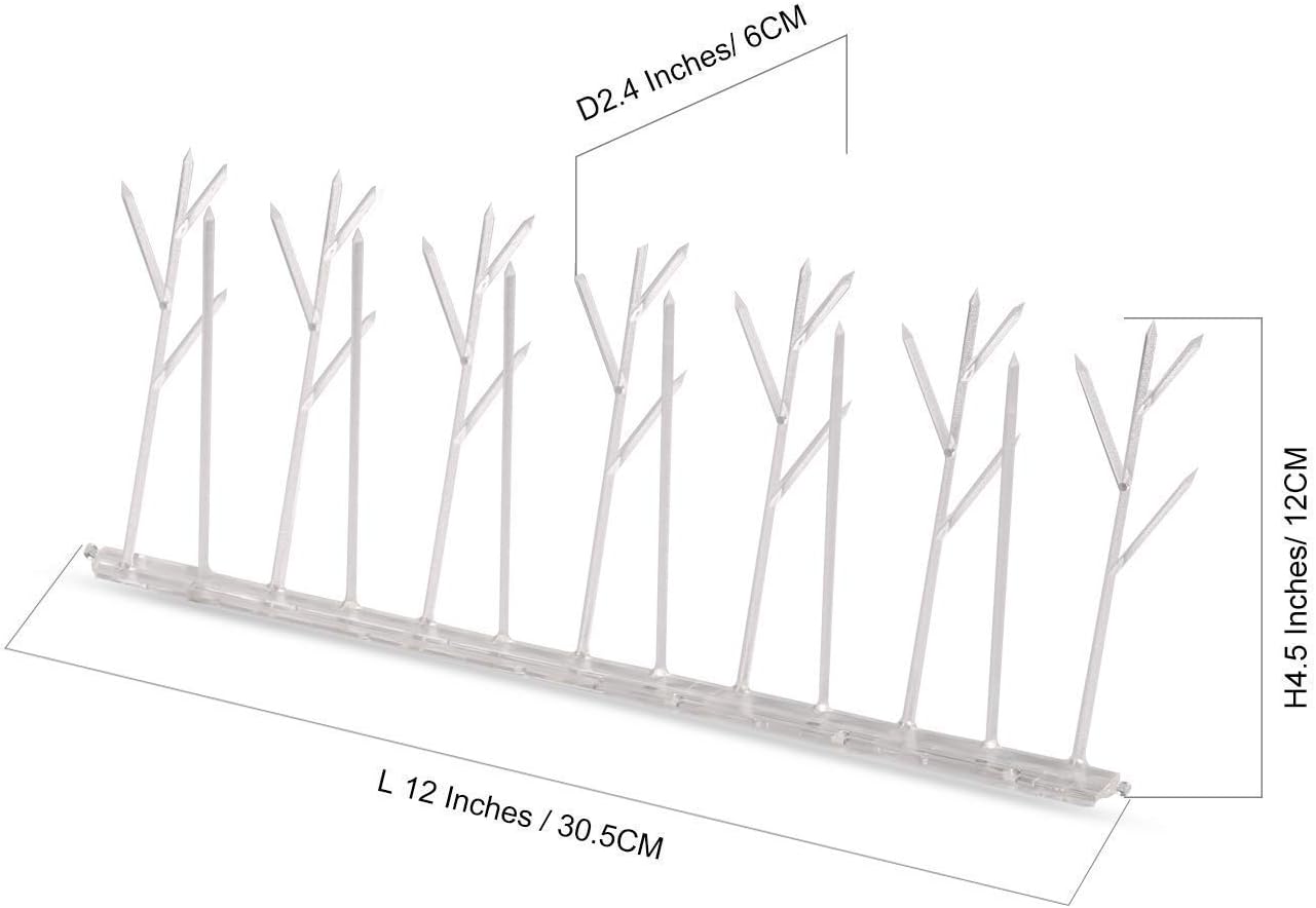 ASPECTEK Polycarbonate Bird Spikes Kit, 10 Feet with Strong Silicone Glue Tube Included, White - Image 3