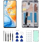 JQYDZH for Galaxy S20 Ultra OLED Screen Replacement with Frame and Tools | OLED Display、US Version、Fingerprint Sensor、Full Tool Kit、Installation Guide
