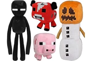 XSLWAN Snow Golem Plush Toys ，Baby Pig，Baby Mooshroom Plush and Enderman Game Plush Stuffed Toys for GIF