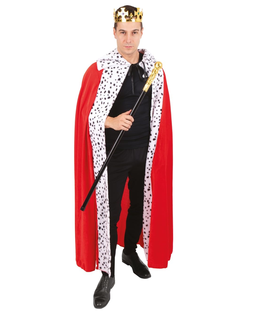 P'tit Clown 22714 Medieval King's Cape Cape Prince Majesty Royal Red Adult Costume for Carnival Party Theme Polyester