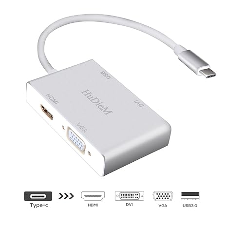 Adaptador de tipo C a HDMI, HuDieM USB-C (tipo C) a HDMI DVI VGA ...