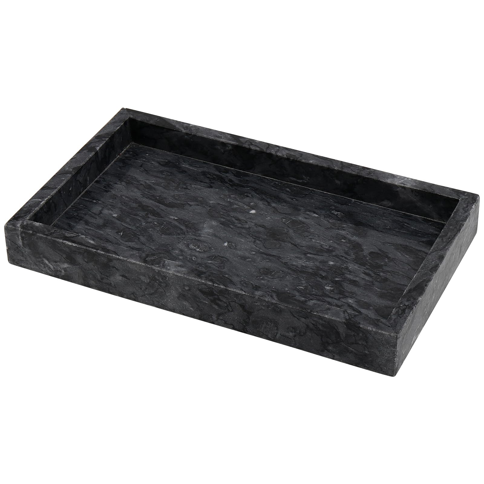 ZOENHOU 30 x 20cm Natural Marble Stone Tray, Wave Grey Rectangle Bathroom Tray Toilet Tank Storage Tray, Decorative Vanity Tray Holder for Coffee Table, Sink Countertop