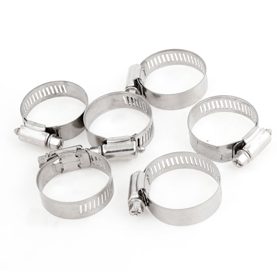 Sourcingmap 6 Pcs 21mm to 38mm Adjustable Metal Hoop Worm Gear Hose Clamp