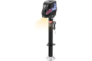 YOMILINK 5000 lbs Electric Trailer Jack - Max Load 5500 lbs - Upgrade Weatherproof, Heavy Duty A-Frame Power Tongue Jack, 23.5" Lift, Adjustable Drop Leg, LED Lights, for Trailers Campers RV Boat Cargo