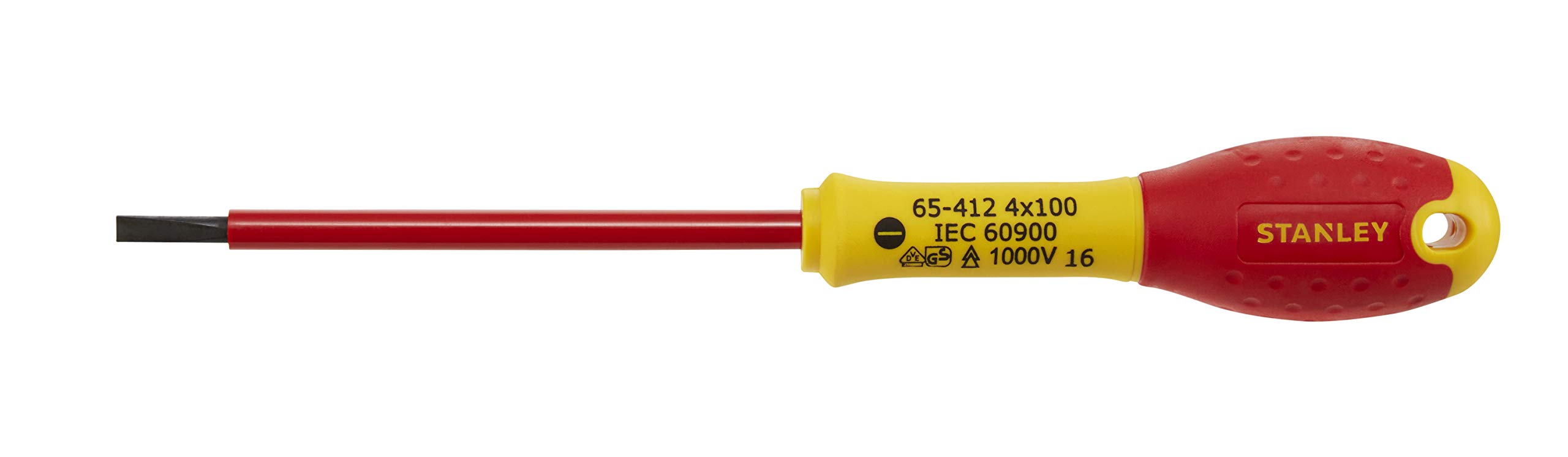 Stanley 1-65-412 Fat Max Screwdriver Insulated Slotted 4X100Mm-Red And Yellow