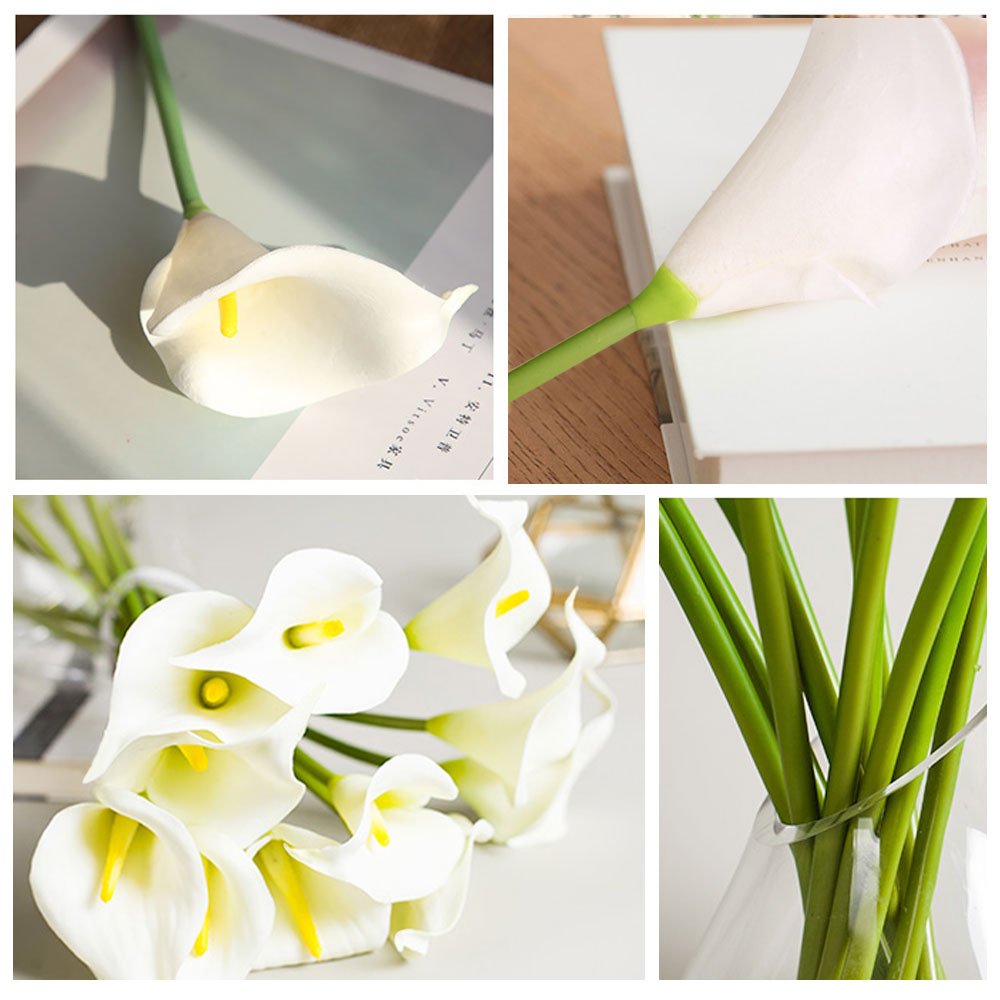 LATIT Artificial Flower,Real Touch Flowers,7 Pcs White Calla Lily, Latex Flowers for Bridal Bouquets,Wedding Centerpieces, Home Decorations, Boutonnieres, Corsage