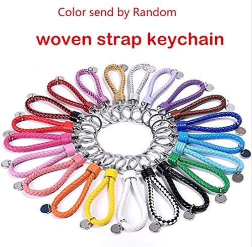 10pcs PU Leather Strap Keychain Weave Rope Keyring Woven Cord Key Chain Holder Pendant for Backpack Jewerly Accessories,Random Color