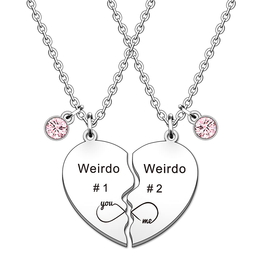 SMARGO 2 Pcs Weirdo 1 And Weirdo 2 Best Friend Puzzle Heart Necklaces For Girls Women Birthday Christmas Graduation Friendship Jewellery Gifts