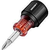 ARROW 5-in-1 Stubby Screwdriver, Multi-Bit Screw Driver & Nut Driver, Premium S2 Steel, Comfortable Grip, with Phillips, Slotted, Hex Socket, for Tight Spaces and Various Screw Tasks
