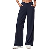 SEMARO Womens Wide Leg Dress Pants Crossover High Waist Stretch Casual Work Slacks Trousers with Zipper Pocket