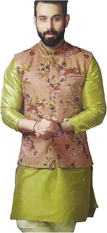 Ropa de Fiesta étnica Tradicional India para Hombre, Melocotón, 38