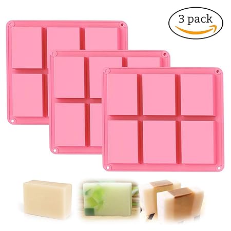 Silikon Seife Form, 6 Mulden DIY Seife Formen, in Rechteck Form zum Backen Kuchenform Biscuit Schokolade Schimmel, Ice Cube Tray, Premium Silikon Seife Bar und Kunstharz Form für Homemade Craft