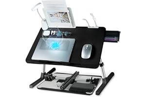 Laptop Lap Desk,Laptop Lap Desk with Cooling Fan,Folding Laptop Desk for Bed,Adjustable Lap Desk with Light Fan, Bed Desk wit