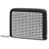 Hearty Trendy Rhinestone Fashion Card Wallet, Zip Around Wallet