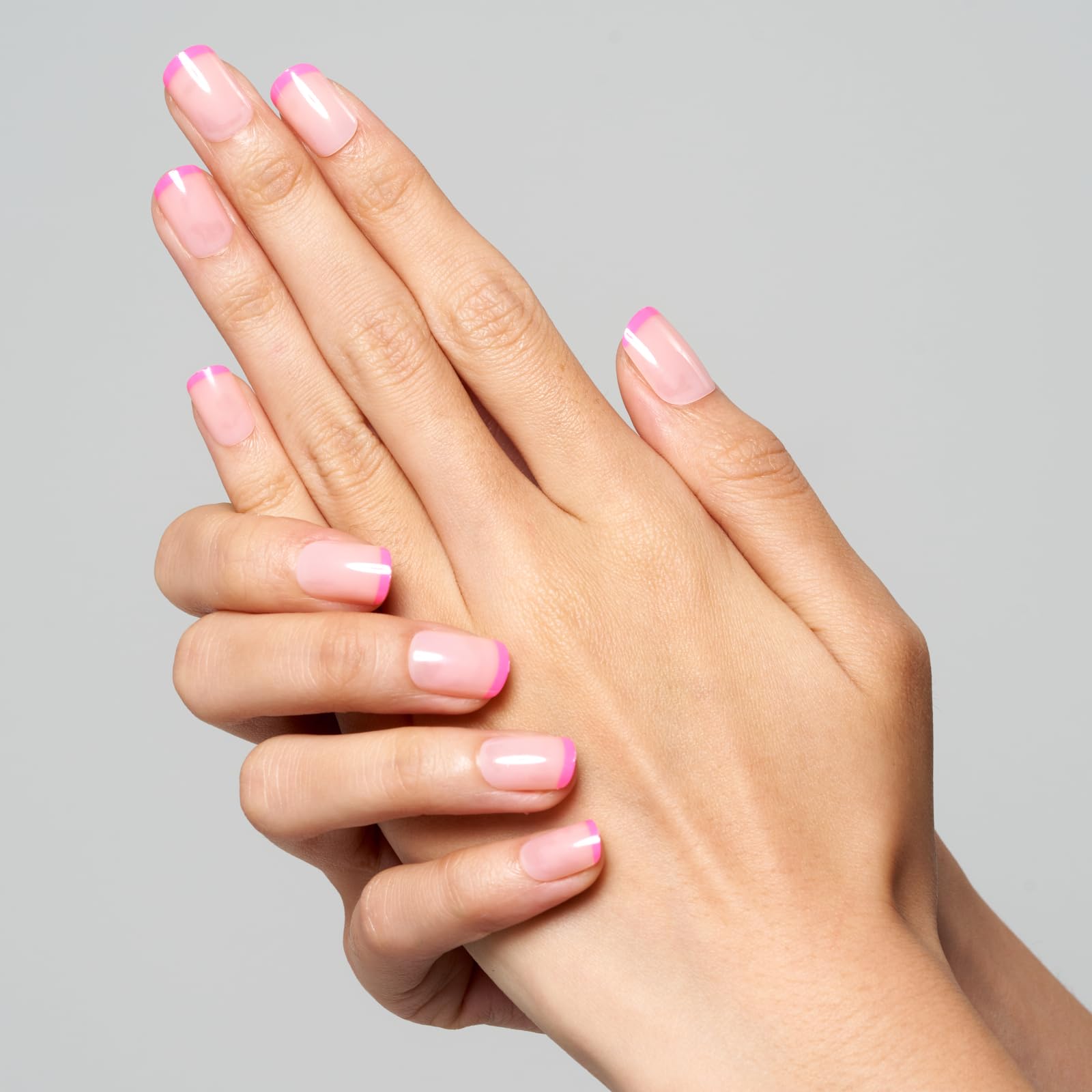 GLAMERMAID Hot Pink French Tip Extra Short Press on Nails, Fake Nails Short Squoval, Natural Round Square Glue on Nails Glossy Gel, Acrylic False Nail Manicure Kits for Women, Reusable Stick on Nails - Image 5