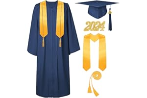 FIHCH Unisex Matte Graduation Cap and Gown Tassel Stole Honor Cord Set 2024 for High School and College
