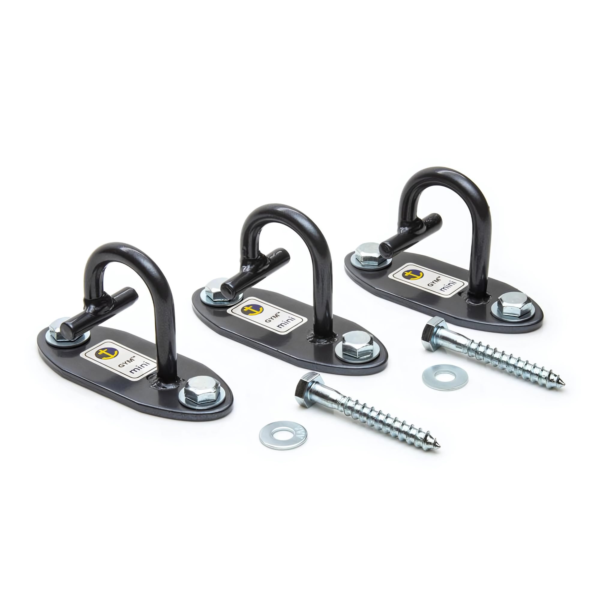 Anchor Gym Mini H1 (Set of 3) - Resistance Band Wall Anchors for Home Workouts | Wall Mount Anchor for Resistance Bands and Stretch Straps - Gun Metal Gray