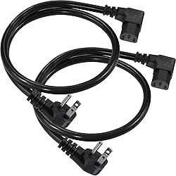 [2 Pack] 90 Degree Computer Power Cord - 2FT Low