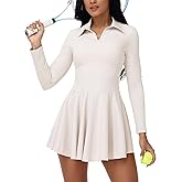 Simlakey Womens Tennis Golf Dress Long Sleeve Workout Athletic Dress Built in Bra & Shorts Cute Sports Active Mini Dresses