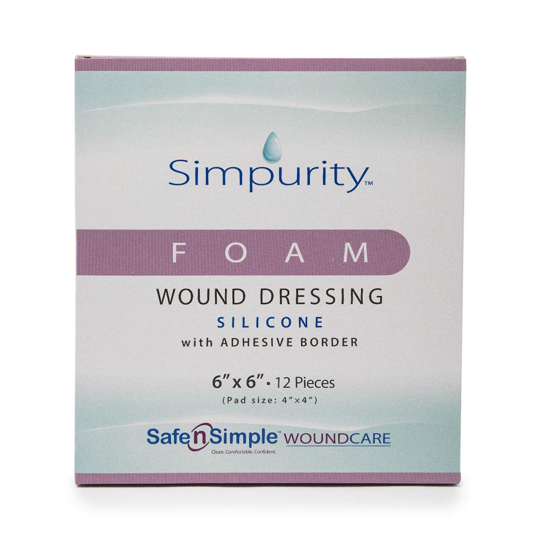 Simpurity Silicone Foam Dressing with Border -4"x4" Individual Thick Pads- Waterproof Foam Wound Dressing with Adhesive Border - Silicone Hydrocolloid Wound Dressing - Foam Adhesive Sterile Dressing