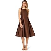 Adrianna Papell Women's Sleeveless Tea Length Dress, Espresso, 12