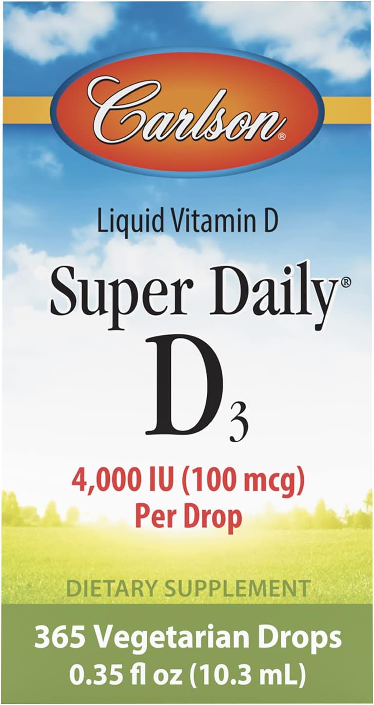 daily vitamin d on Amazon Com Carlson Super Daily D3 4 000 Iu 100 Mcg Heart Immune Health Teeth Bone Strength Unflavored 365 Drops Health Personal Care