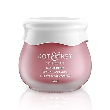 Dot & Key Night Reset Retinol + Ceramide Sleep Treatment Cream, 60ml, retinol night cream for women for wrinkles, lines and skin dullness