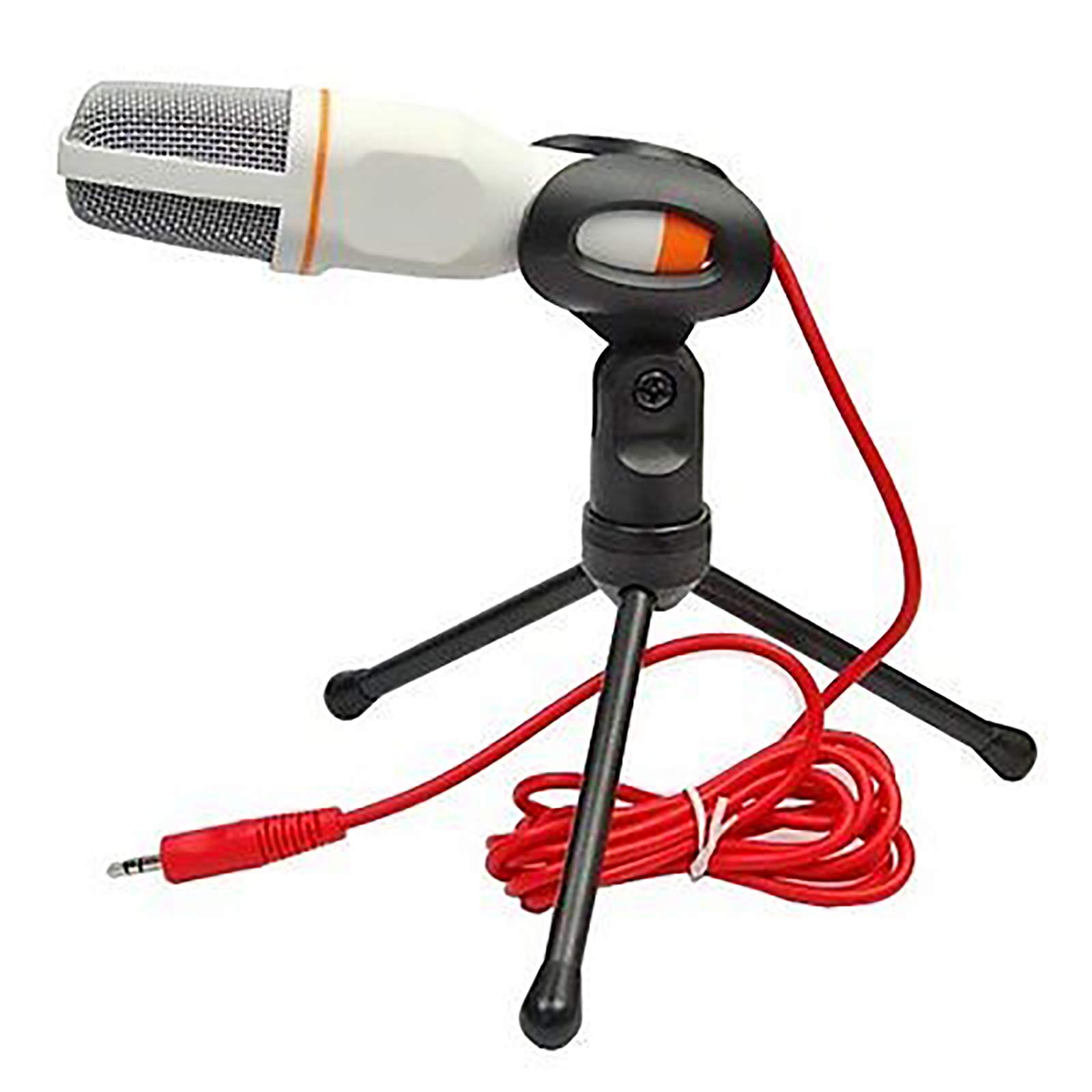 PC Microphone with Tripod Stand, 3.5mm Jack Recording Condenser Microphone for PC, Laptop, Smart Phones, Desktop, Podcasting, Recording, Gaming, Singing, and Conference (White)