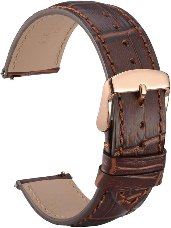 WOCCI Alligator Embossed Leather Watch Strap, Quick Release Watch Band