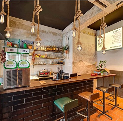Lonfenner Loft Vintage industrial wind chandelier American country Cafe Restaurant Bar Cafe hemp rope chandelier,Double2 meters
