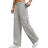 Auxo Mens Sweatpants Open Bottom Baggy Loose Fleece Cargo Sweat Pants Casual Heavyweight Sweatpants with Pockets