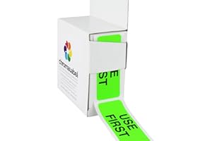 ChromaLabel 1 x 2.25 Inch Quality Control Inventory Labels, 200 Labels per Dispenser Box, Fluorescent Green, Imprinted: Use First