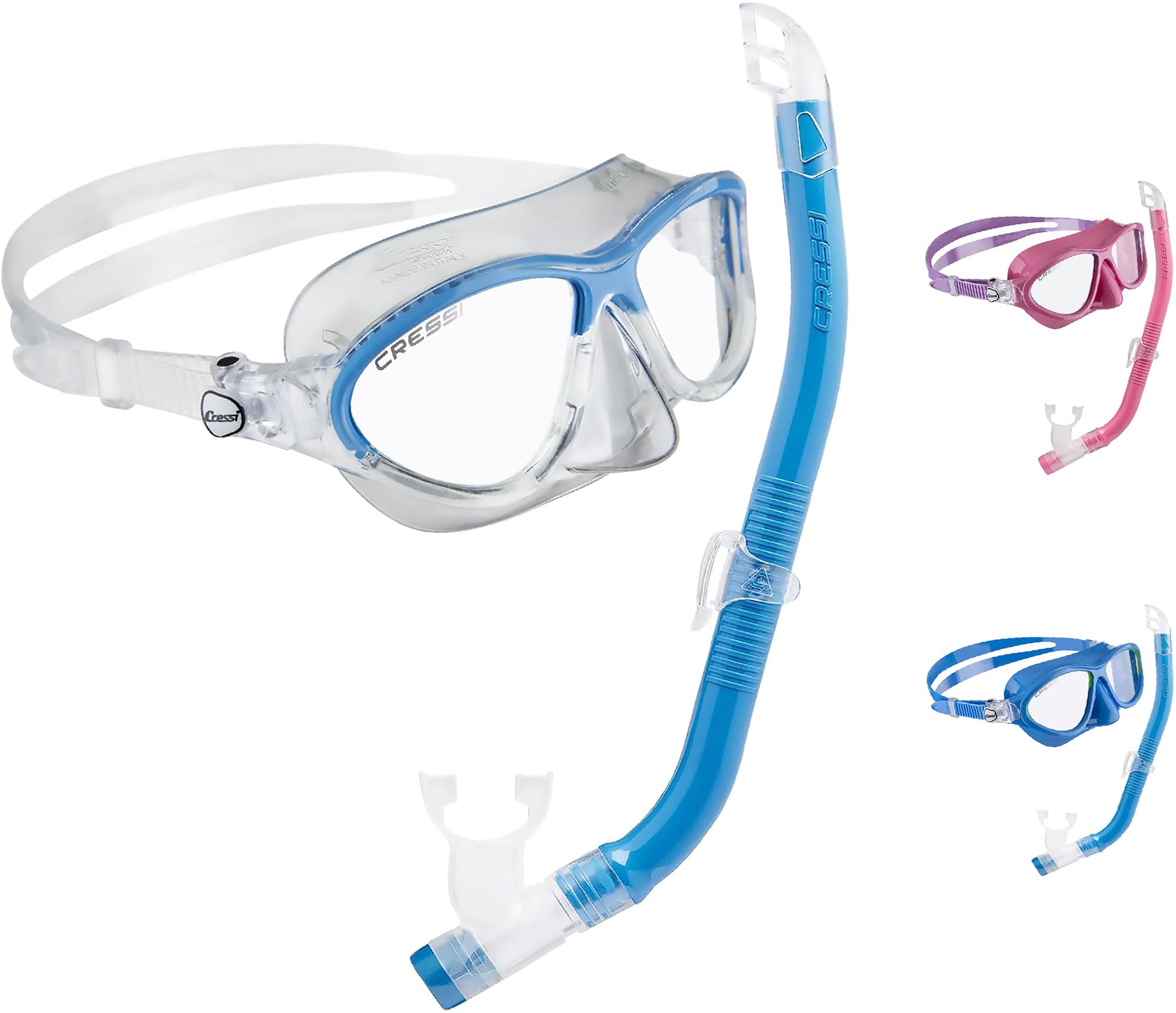 Cressi Children's Moon Kid & Top Junior Snorkeling diving Combo Set, Transparent/Light Blue, One Size UK