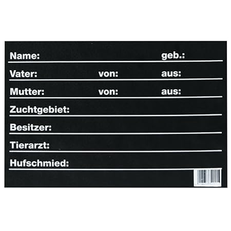 Kerbl 3251 Stalltafel Pferd, Boxenschild Namenstafel Abstammungstafel, 30 x 20cm