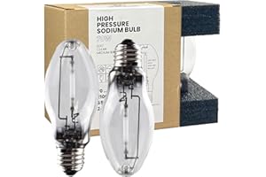 GRUOTVSZAK LU70/MED High Pressure Sodium Light Bulb, 70 Watts, ED17/MED, Medium Base (E26), ANSI Code S62, 6500 Lumen, 24000 Life Hours, Clear Bulb, 2100K, 2 Pack