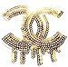Gold CC Logo Sequin Sparkle Back Patch Iron on Sew Embroidered Applique Fabric Craft Art DIY Decorate Handmade Women Cloth Jacket Vest T shirt Dress Costume Accessories Gift Collection