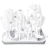 Termichy Baby Bottle Drying Rack: Space-Saving with 13 Hooks &amp; Drain Tray | Compact Drying Stand for Bottles, Pacifiers &amp; Pump Parts - Kitchen Counter Organizer for Nursing Moms Grey