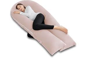 Meiz Pregnancy Pillows, Cooling Pregnancy Pillows for Sleeping, Maternity Pillow for Pregnant Woman, 65" Pregnant Pillows for Sleeping with Cooling Jersey Cover, Apricot