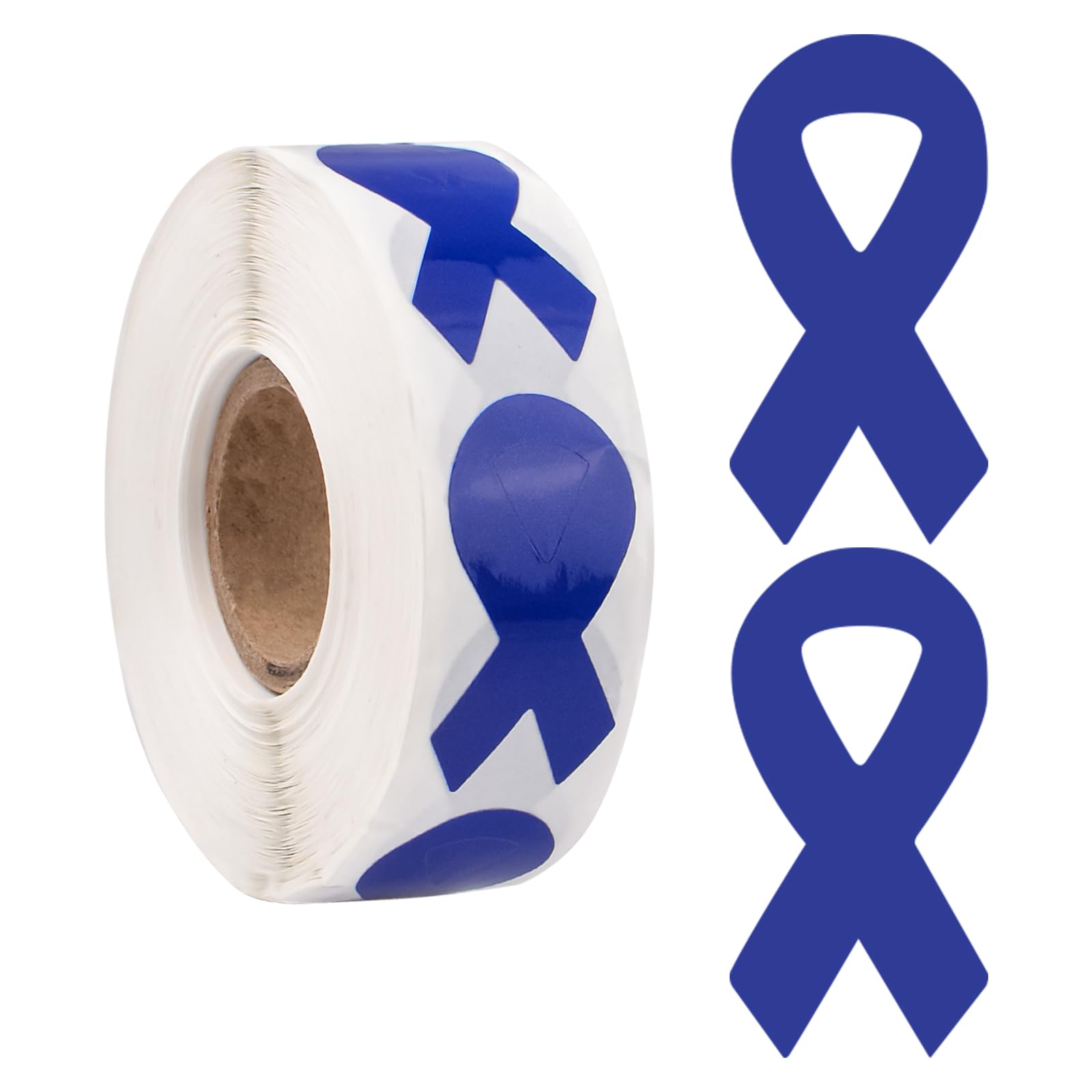 CRAFFANCY Dark Blue Ribbon Sticker, 500 PCS Ribbon Awareness Stickers Cancer Awareness Stickers Cancer Sticker Roll Cancer Awareness Accessories for Decoration, Awareness Events, Support Groups — image 1